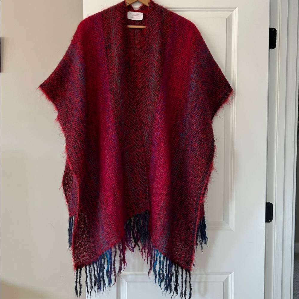 One of a Kind Handwoven Mohair Poncho Wrap Wearable Art by Nessa Warner
